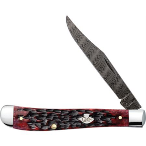 Case 74173 Slimline Trapper Steel Clip Blade with Crimson Peach Seed Bone Handle