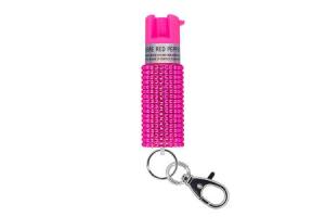 SABRE Pepper Spray with Jeweled Design and Snap Clip - Pink KR-J-PK-02