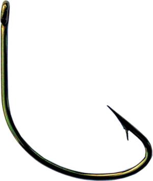 Mustad Classic Wide Gap Hook, Hollow/Reversed Point, Offset, Ringed Eye, Bronze, Size 2/0, 8 per Pack, 37140-BR-2/0-8