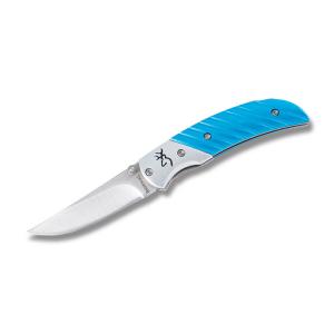 Browning Knives Prism II Linerlock with Aqua Anodized Aluminum Handles and 440A Stainless Steel Drop Point Plain Edge Blades Model 3225612