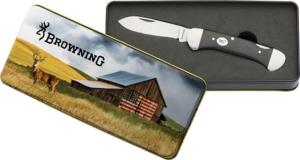 Browning Knife Vintage Tin Whitetl 2022 2.5'' Drp Pnt Blde