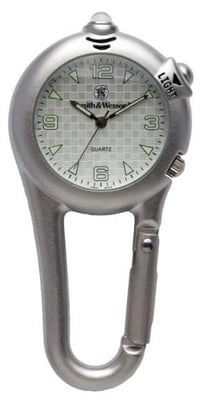 Smith & Wesson Carabiner Classic Watch w/LED Light, Silver SWW-36-SLV 38402
