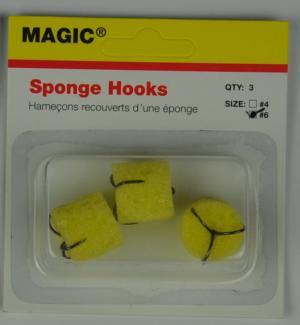 Magic Sponge Hook, Treble, Size 6, 3 Per Pack, 4860 025602048601