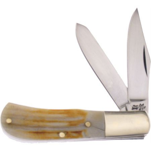 Frost 14100SC Jim Bowie Trapper Folding Pocket Knife with Second Cut Bone Handle 026615070818