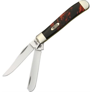 Case XX Knives 9207BKL Mini Trapper Folding Pocket Knife with Black Lava Corelon  handle