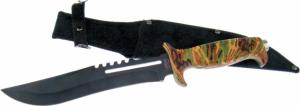 Frost Jungle Fever III Bowie Fixed Blade Knife, 8.25in, Sawback, Camo, Composition Handle, 18-432CA