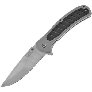 Frost 19216GRY Black/Gray Nylon Drop Point Linerlock Folding Pocket Knife