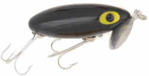 Arbogast Jitterbug Topwater Lure, 2in, 1/4 oz, Floating, Black, G630-02