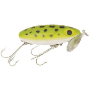 Arbogast 2" Jitterbug Clicker 1/4 Ounce Topwater Lure Frog White Belly, G635-06