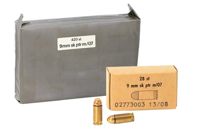 Swedish Military 9mm Browning Long Ammo 110 Grain Full Metal Jacket, Brass Casing, 840 Rounds - $146.70 + FREE Shipping 