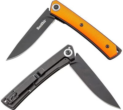 Smith's Ecesis 3 Pocket Knife 3" Drop Point 3Cr13 Black Blade G-10/Stainless Steel Handle Black/Orange 027925613955