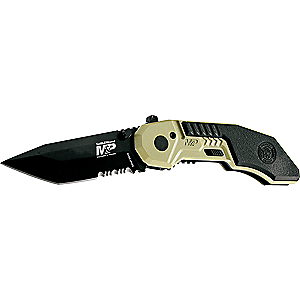 Smith & Wesson Military and Police 3 Folding Tactical Knife Tan/Black - Folding/Pocket Knives at Academy Sports 028634703609