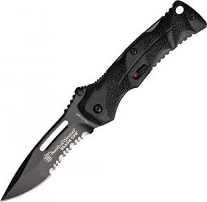 Smith & Wesson Black Ops SWBLOP2SMBS 5.9in S.S. Assisted Opening Knife with 2.6in Serrated Drop Point and Aluminum Handle for Outdoor, Tactical, Survival and EDC 028634705603