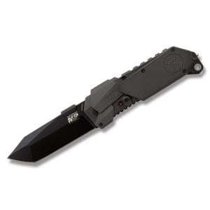 Smith& Wesson Military & Police M.A.G.I.C. Linerlock with Black 60601 T-6 Aluminum Handle and Black Coated 4034 Stainless Steel 3.5" Tanto Tip Plain Edge Blade Model SWMP9BT SWMP9BT