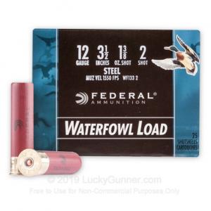 12 Gauge - 3-1/2" 1-3/8 oz. #2 Steel Shot - Federal Speed-Shok - 25 Rounds WF133 2