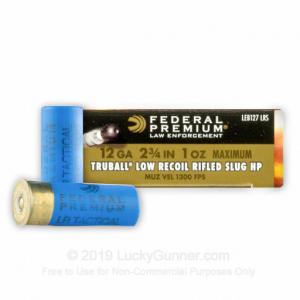 12 Gauge - 2-3/4" 1 oz. Rifled Slug - Federal Tactical TruBall Low Recoil  - 250 Rounds LEB127 LRS