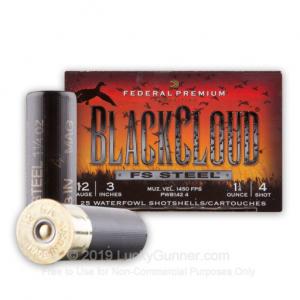 12 Gauge - 3" 1-1/4 oz. #4 Steel Shot - Federal BlackCloud - 25 Rounds PWB142 4