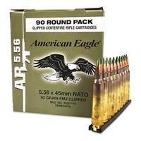 Federal American Eagle, .223 (5.56x45mm), FMJ, 62 Grain, 90 Rounds with Stripper Clips XM855AF90