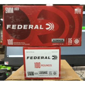 9mm - 115 Grain FMJ - Federal Champion - 50 Rounds 029465065522