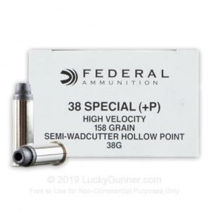 38 Special +P - 158 gr LSWCHP - Federal Law Enforcement - 50 Rounds 