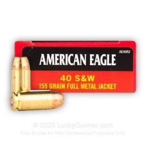 40 S&W - 155 Grain FMJ - Federal American Eagle - 1000 Rounds AE40R2