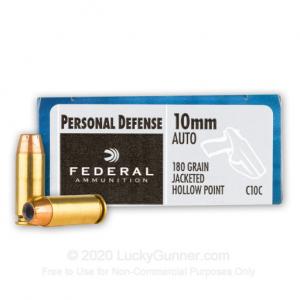10mm Auto - 180 Grain JHP - Federal Personal Defense - 20 Rounds 029465093105