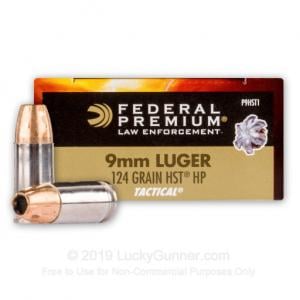 9mm - 124 gr HST JHP - Federal Premium Law Enforcement - 1000 Rounds P9HST1