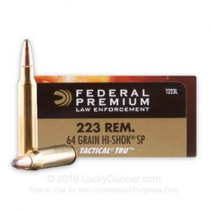 223 Rem - 64 Grain Hi-Shok SP - Federal Premium Law Enforcement - 500 Rounds T223L