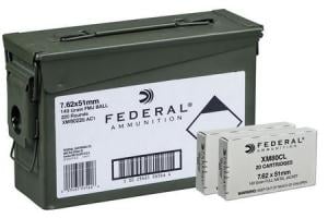 FEDERAL AMMUNITION XM80 7.62x51mm NATO 149 gr FMJ 220 Rounds with Ammo Can XM80220AC1