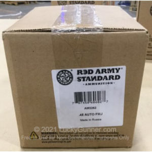 45 ACP - 230 Grain FMJ - Red Army Standard - 500 Rounds 031720218555