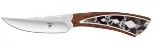 Buck Knives Michael Prater - Scorpion Stinger Knive, 420Hc Steel w/ Mirror Polish Finish 3 1/4in Blade, Obsidian, White And Copper Mica, Mother Of Pearl Handle, 0018PESLE