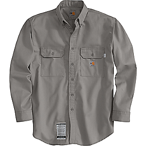 Carhartt Men's Flame-Resistant Long-Sleeve Twill Shirt with Pocket Flaps - Tall (Adult) - Gray 608FRS160