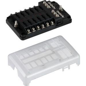 Sea-Dog Blade Style LED Indicator Fuse Block w/Negative Bus Bar - 12 Circuit, 445188-1