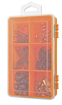South Bend Value Pak Assorted 150 Piece Hooks, Swivels, Snap Swivles and Sinkers with Utility Box, VP-9 039364022977