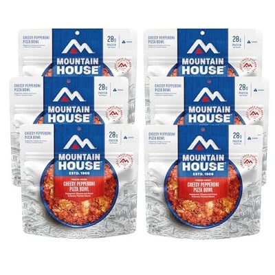 Mountain House Cheesy Pepperoni Pizza Bowl Freeze Dried Backpacking & Camping Food 6 Pack 