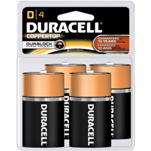 Duracell Coppertop Battery, D 4 pk., MN1300R4Z17 41333430010