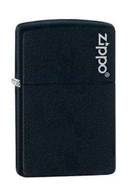 Zippo Logo Black Matte Pocket Lighter 041689113438