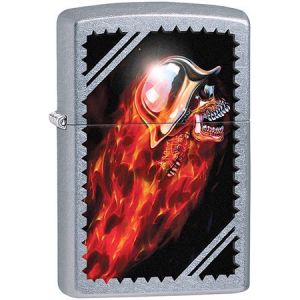 Zippo Lighters 11412 Chrome Skull Street Chrome Lighter