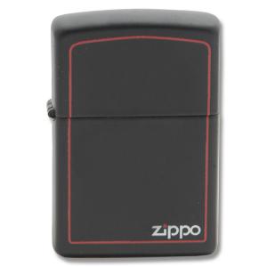 Zippo Logo Black with Red Border Lighter 041689119508