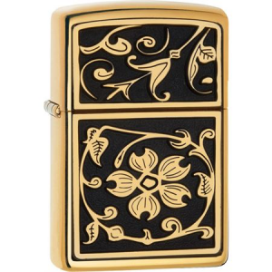 Zippo 20903 Floral Flourish Lighter with High Polish Brass Finish