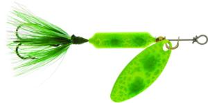 Worden's Rooster Tail In-Line Spinner, 2 1/2in, 1/6 oz Treble Hook, Frog Spring, 210-FRS 210FRS