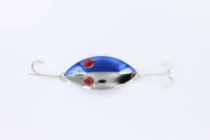 Dardevle Red Eye Wiggler Spoon 3in, 1oz, Half Nickel/Half Blue Nickel Back, 8825