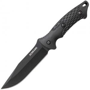Schrade SCHF30 Fixed Blade Knife,4.90in,Black TPE Handle,Black Clip Point Plain w/Sheath SCHF30 044356222501