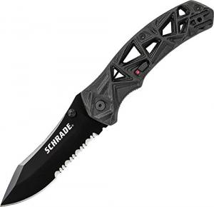 Schrade SCHA11BS Shizzle 7.7in S.S. Assisted Opening Folding Knife with 3.4in Serrated Drop Point Blade and Aluminum Handle for Survival, Tactical and EDC 044356224703