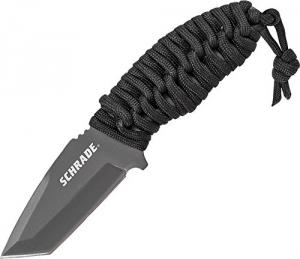 Schrade SCHF47TA 6in High Carbon S.S. Full Tang Neck Knife with 2.7in Tanto Point Blade and 550 Paracord Handle for Outdoor Survival, Tactical and EDC 044356224833