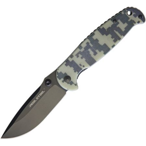 Real Steel 7768 H6 Blue Sheep Stonewash Finish Knife with G10 Dark Camo Handle