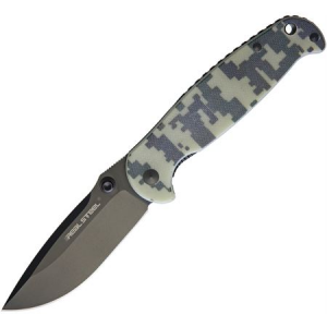 Real Steel 7768 H6 Blue Sheep Stonewash Finish Knife with G10 Dark Camo Handle 045011123252