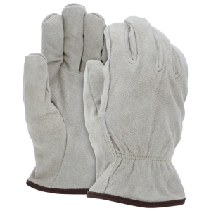 MCR Safety 3150 Premium Tan Split Cow Leather, Red Fleece Lined Driver Work Gloves 