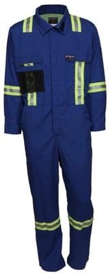 MCR Safety Summit Breeze Flame Resistant Coverall, 7oz 100% Cotton, Long Sleeve with Vented Underarms and Back, 3in Triple Trim Reflective Stripes, CAT 2, Royal Blue, 203564T, SBC203564T