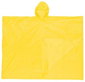 MCR Safety Schooner Disposable Rain Poncho, .10mm PVC, Attached Hood, Tote Pouch, Yellow, One Size, O40